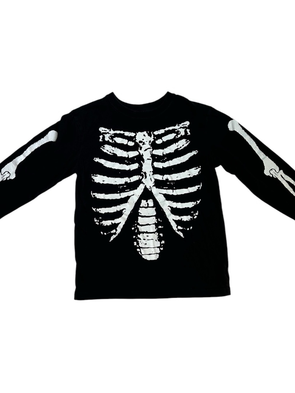 Kids Glow-in-the-Dark Black Skeleton Long-Sleeve Top